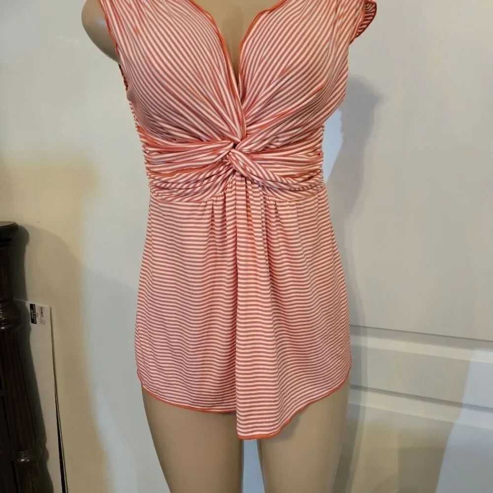 BRAND NEW BLOUSE BRIGHT ORANGE/WHITE